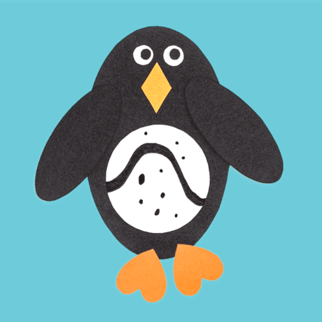 Animated GIF of felt penguin flapping its wings