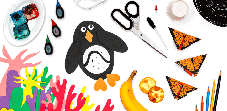 Colorful GIF of a collage of science crafts