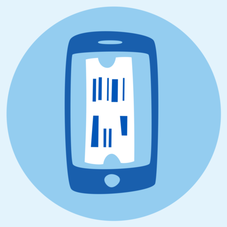 Illustration of smartphone with barcoded ticket